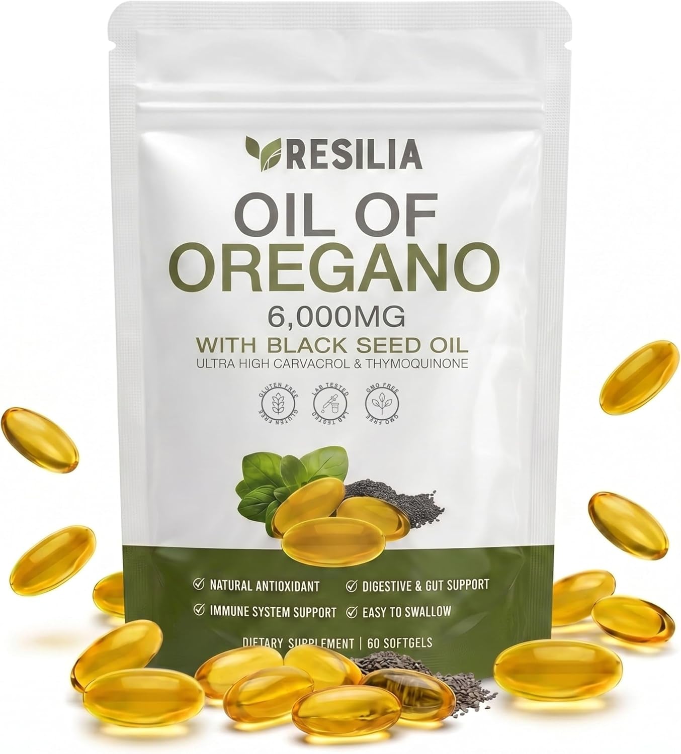 Softgels with Black Seed Oil – 300Mg Oregano Extract & 200Mg Black Seed Oil per Serving – Non-Gmo, Gluten-Free Softgels – 180 Count (Pack of 3)