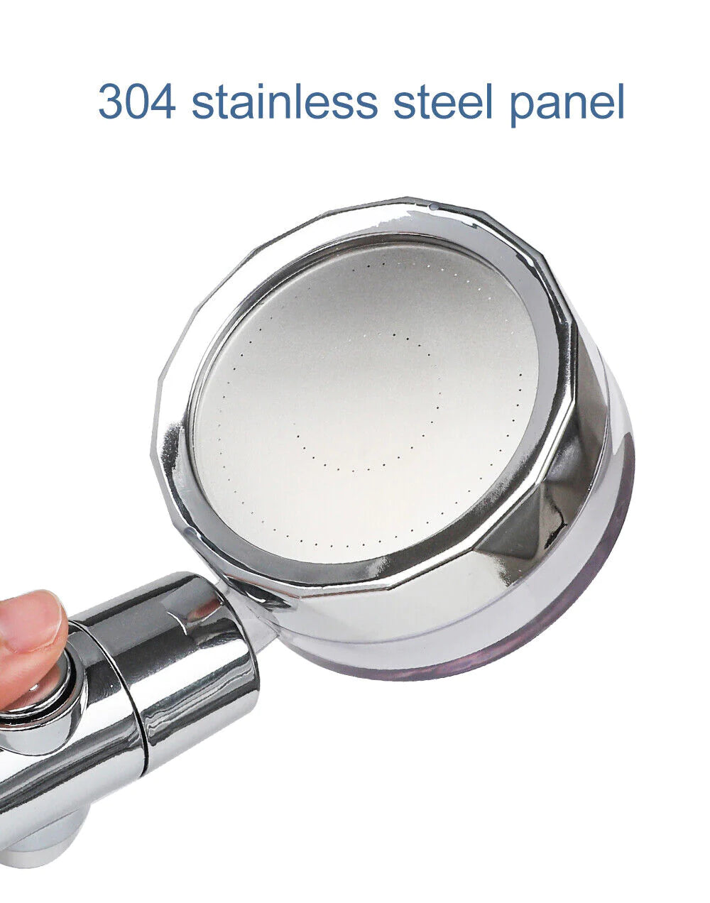 High Pressure Shower Head Adjustable 360° Rotation Turbine Water Saving 