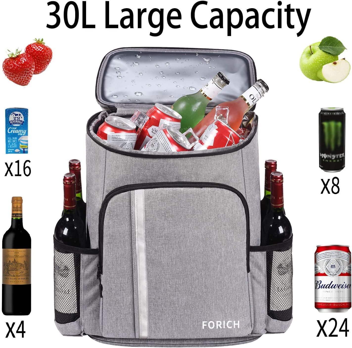 Backpack Cooler Leakproof Insulated Waterproof Backpack, Lightweight Soft Beach Cooler for Men Women to, 30 Cans