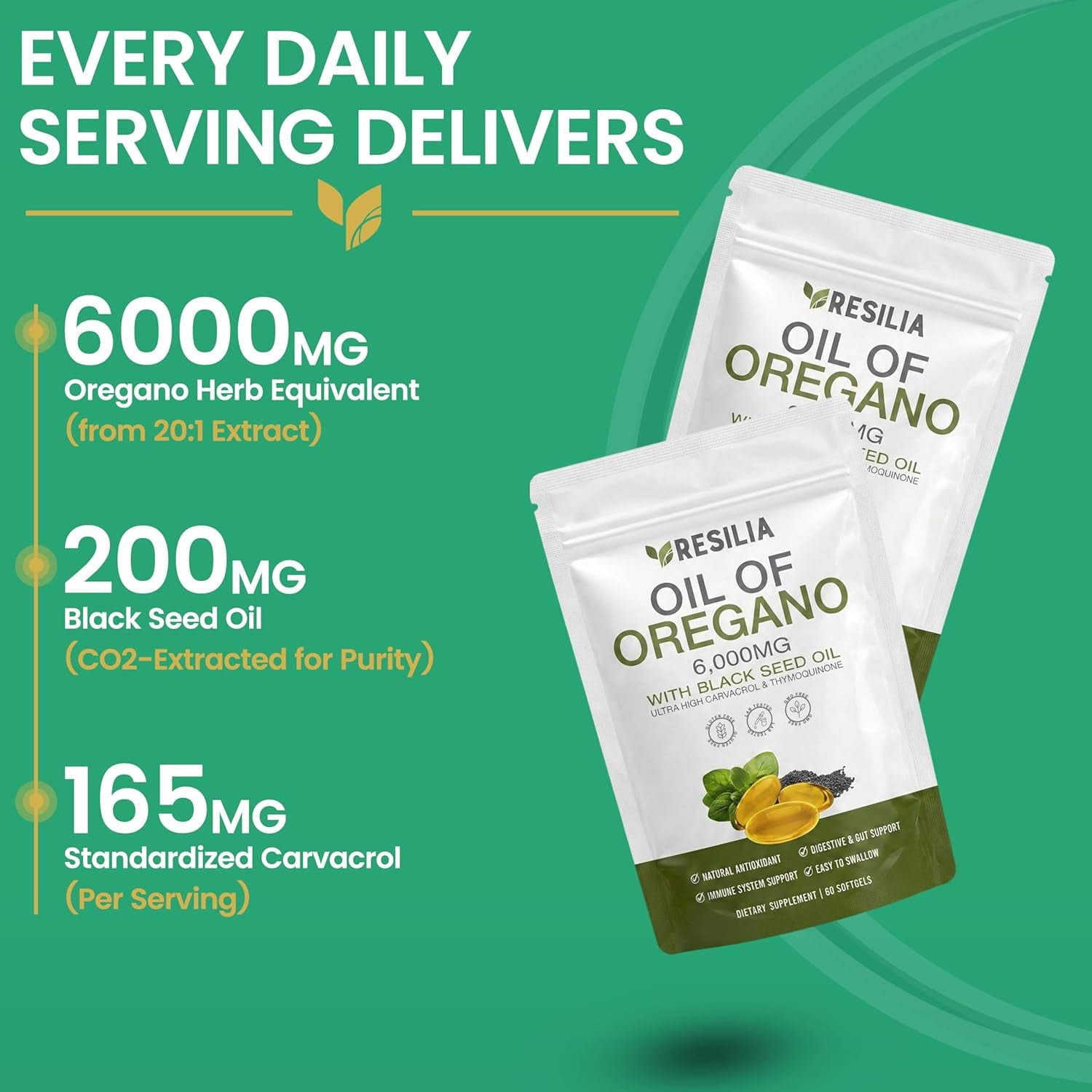 Softgels with Black Seed Oil – 300Mg Oregano Extract & 200Mg Black Seed Oil per Serving – Non-Gmo, Gluten-Free Softgels – 180 Count (Pack of 3)