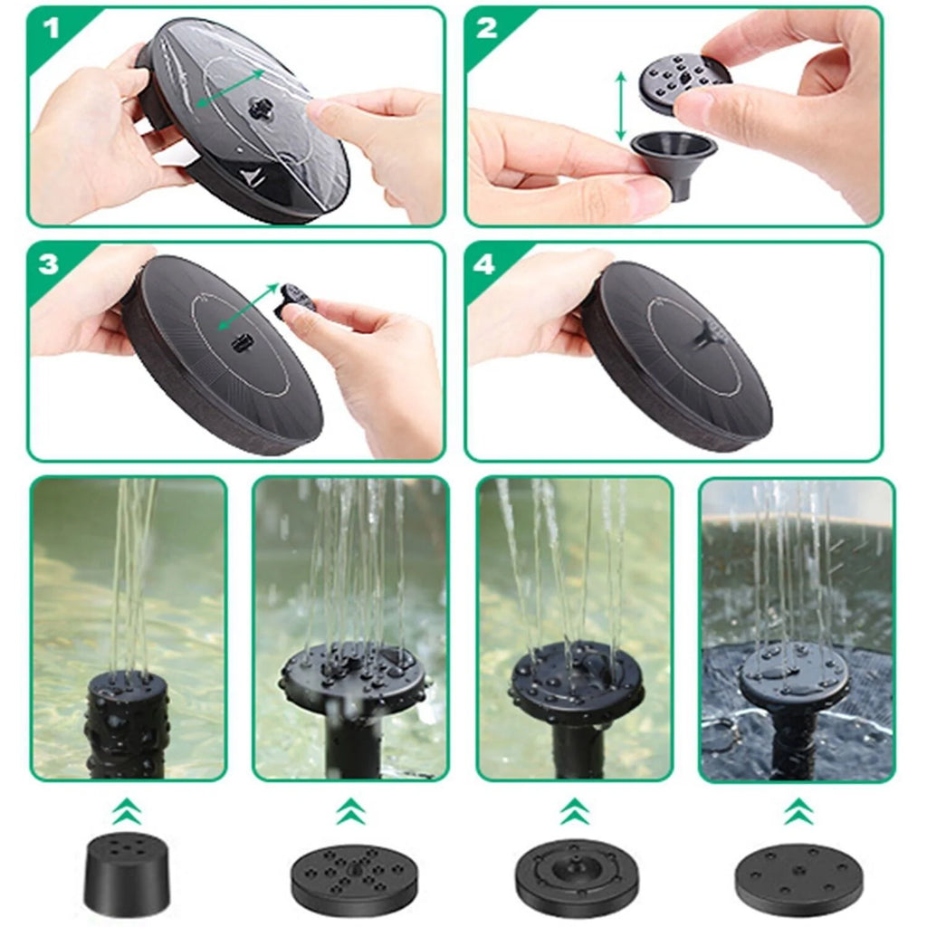 Solar Power Bird Bath Fountain Pump Upgrade 1.4W with 4 Nozzle