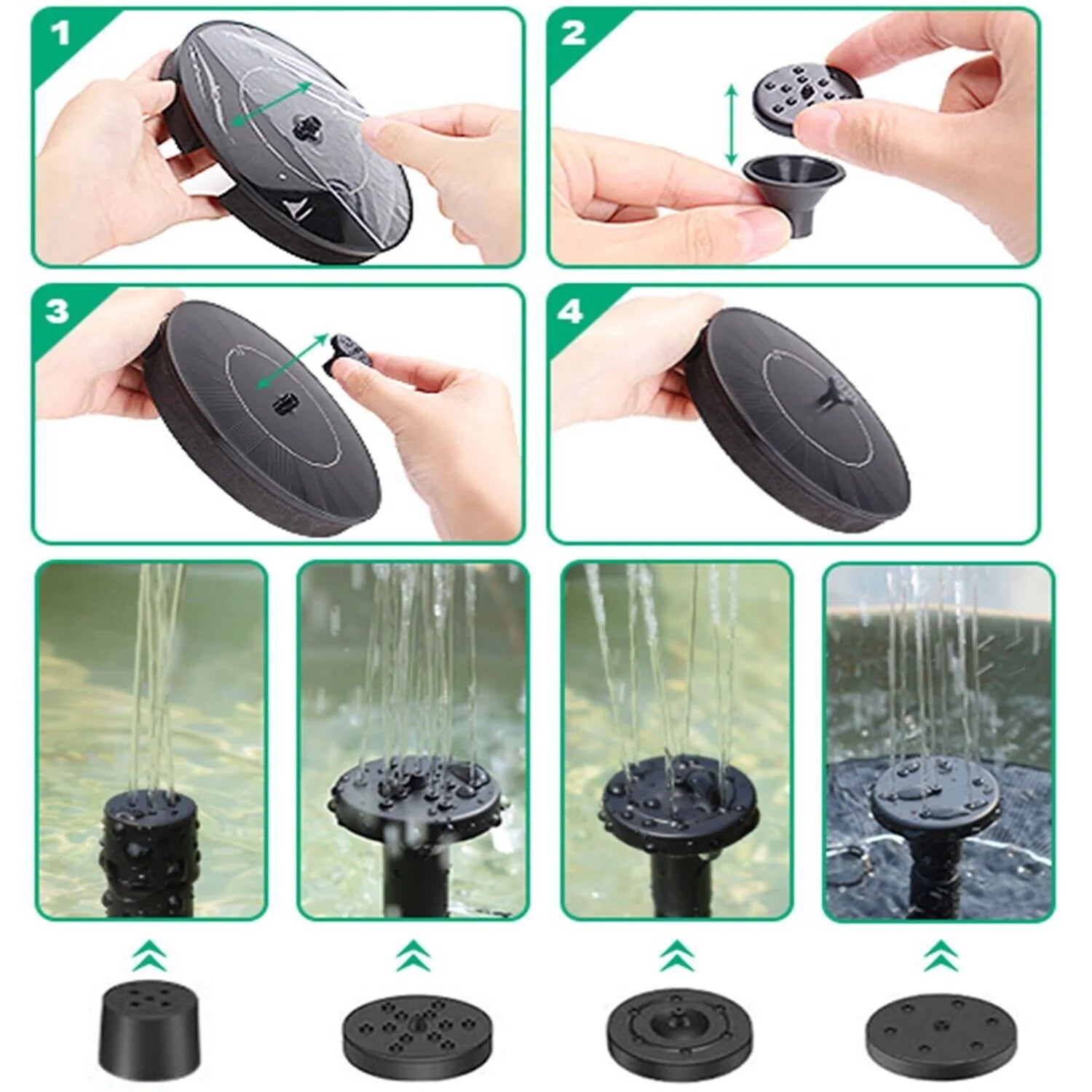Solar Power Bird Bath Fountain Pump Upgrade 1.4W with 4 Nozzle