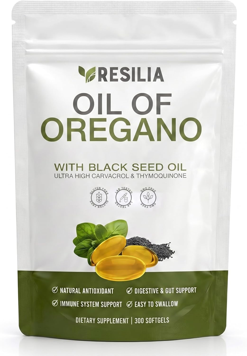 Softgels with Black Seed Oil – 300Mg Oregano Extract & 200Mg Black Seed Oil per Serving – Non-Gmo, Gluten-Free Softgels – 180 Count (Pack of 3)